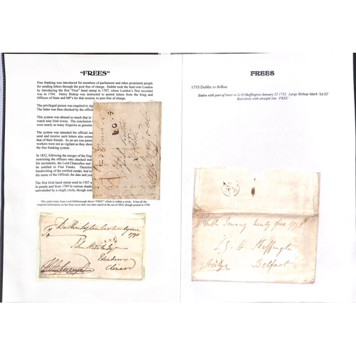 400 - Frees. 1790-1839 Entire letters and entires (24) and fronts (10), various Free datestamps including ... 