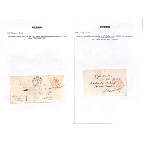 400 - Frees. 1790-1839 Entire letters and entires (24) and fronts (10), various Free datestamps including ... 