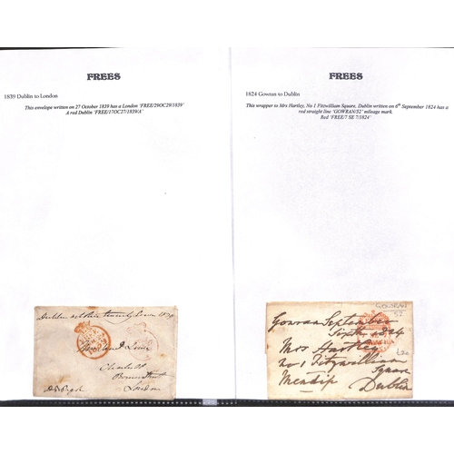 400 - Frees. 1790-1839 Entire letters and entires (24) and fronts (10), various Free datestamps including ... 