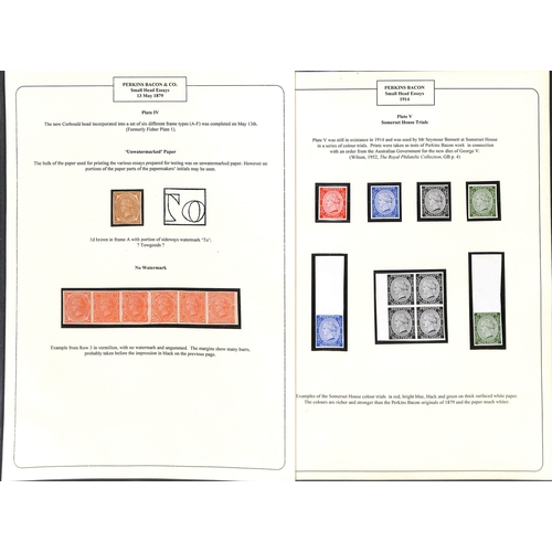 61 - Perkins Bacon & Co. Imperforate 1d small head essays with corner letters 