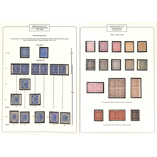 61 - Perkins Bacon & Co. Imperforate 1d small head essays with corner letters 