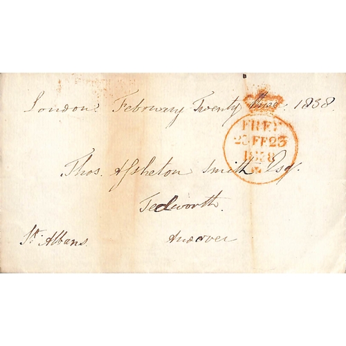 205 - 1837-39 entire letters (3), covers (2) and a front with supplementary crowned circle 