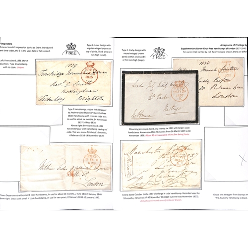 205 - 1837-39 entire letters (3), covers (2) and a front with supplementary crowned circle 