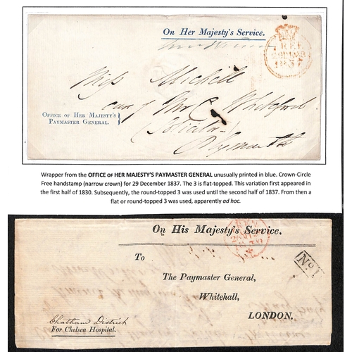 241 - Paymaster General. 1837-39 Printed wrappers, the first a large part wrapper (sides, lower flap remov... 