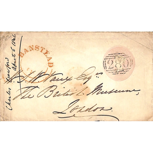 355 - Banstead. 1840-46 Entire letters (3), an entire and cover comprising 1840 letter prepaid 1d in cash ... 