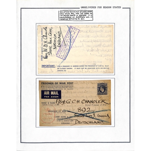 654 - P.O.W Mail. 1943-45 Covers and cards from G.B to P.O.Ws or Internees in Germany (2), Italy (2), Fran... 