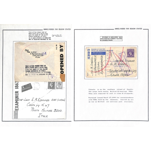 654 - P.O.W Mail. 1943-45 Covers and cards from G.B to P.O.Ws or Internees in Germany (2), Italy (2), Fran... 