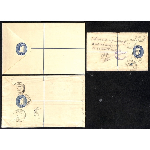 1577 - 1934-36 15c Registration envelopes with pointed flaps, size G used from Taiping to London franked 8c... 