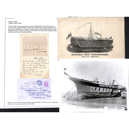 553 - 1828-1903 Ephemera, cover and a card, with a fine 1828 Certificate from the Hospital Ship 