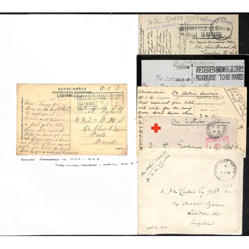 555 - 1916-19 Covers and cards including stampless 1918 P&O crested cover with London Received From H.M Sh... 