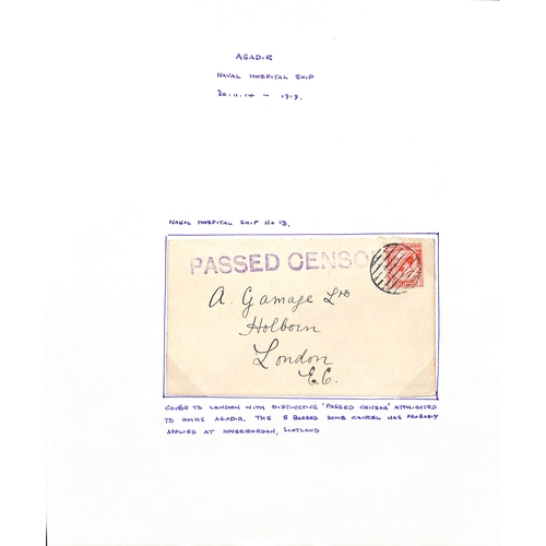 559 - Agadir. 1916-18 Covers franked 1d with naval cancels, violet straight line 