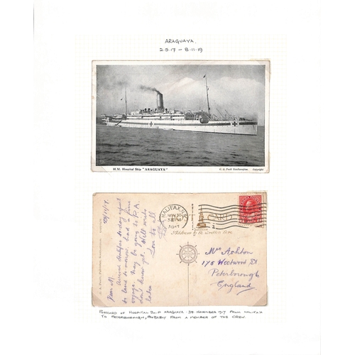 560 - Araguaya. 1917-19 Cover and postcards of the ship (2) all posted from Halifax, Nova Scotia, the cove... 