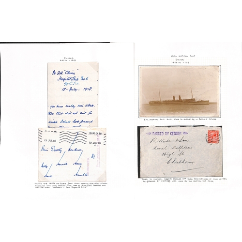 563 - China. c.1918 Covers (4, one with enclosed letter), front and picture postcards (2) with F.P.Oa or n... 