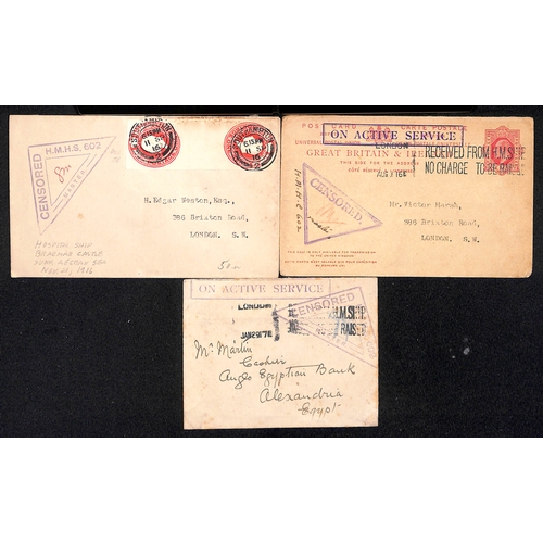 564 - Braemar Castle. 1915-17 Covers and cards comprising 1915 cover posted at Ras El Tin franked 5m with ... 