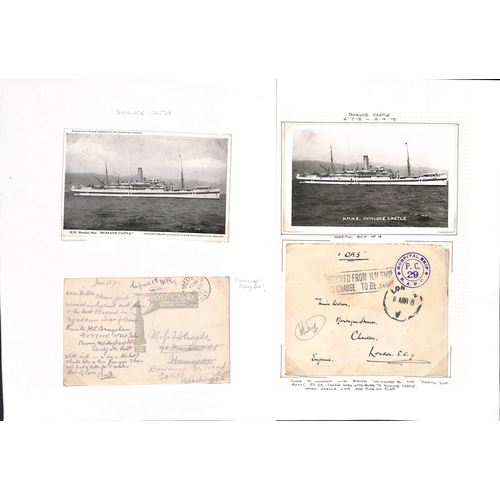 567 - Dunluce Castle. 1917-18 Stampless O.A.S covers with Base A.P.O Z c.d.s and violet 