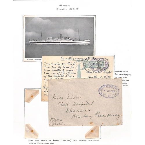 583 - Nevasa. 1916-18 Stampless O.A.S cover and postcards with datestamps of Kimari, Bombay or Base A.P.O ... 