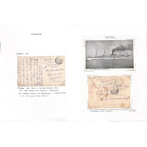 584 - Oxfordshire. 1915-16 Covers and cards comprising stampless O.A.S cover to India with London Received... 