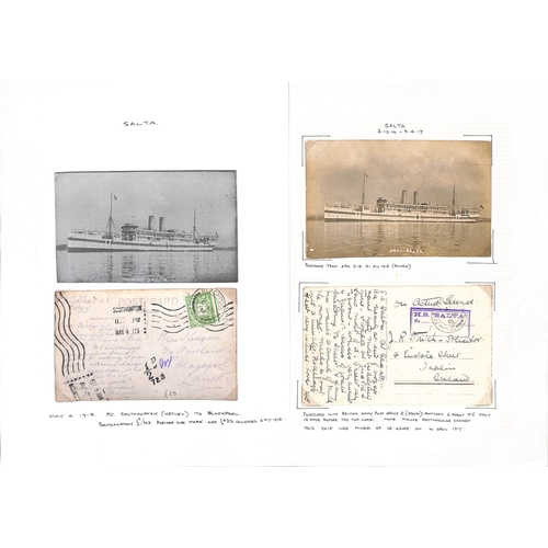 586 - Salta. 1915-17 Stampless postcards, two with Base A.P.O Z c.d.s (Alexandria) with boxed 