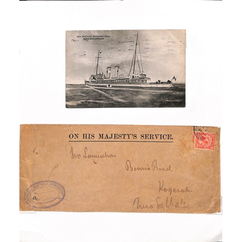 589 - Stad Antwerpen. 1916-17 Long covers from a crew member to his wife in Australia (5), one posted at D... 