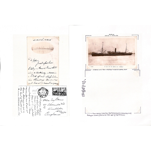 590 - Syria. 1914-15 Stampless covers (2) and a picture postcard of the ship franked 1d, all sent from the... 