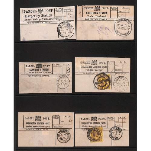 289 - Stations. 1894-1917 Parcel Post labels for railway stations (17, eleven stamped), ten with station d... 