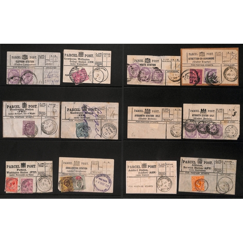 289 - Stations. 1894-1917 Parcel Post labels for railway stations (17, eleven stamped), ten with station d... 