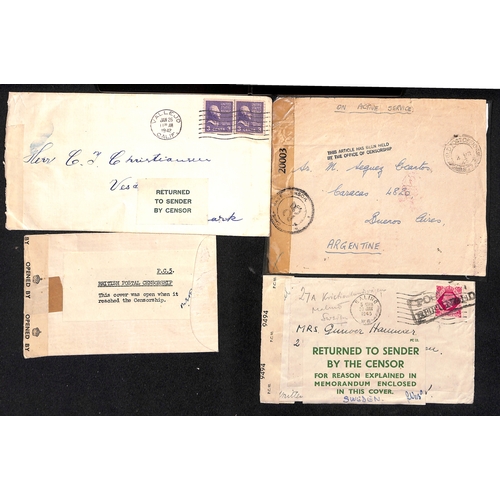 651 - Censorship. 1941-45 Covers (6) and censorship slips (7) including G.B covers returned by the censor ... 