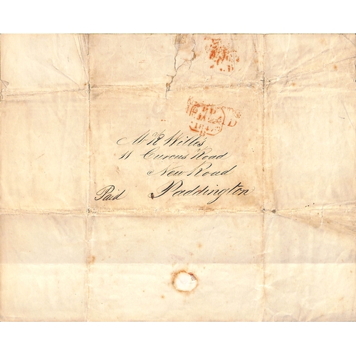 437 - 1847 Valentine lettersheet depicting a gentleman holding a letter, handpainted, within a fancy print... 