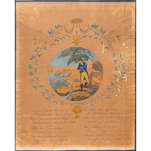 421 - c.1826-40 Valentine lettersheets, one by Dobbs depicting cupid handing a letter to a gentleman, hand... 