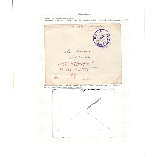 607 - Australia/New Zealand/Netherlands. 1943-46 Covers comprising cover franked Australia 3d cancelled at... 