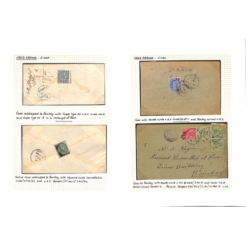 1088 - Linga. c.1880-1918 Covers (5) comprising c.1880 cover franked ½a with 