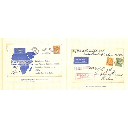 132 - 1923-51 First flight covers in an album including 1931 London to Juba signed by the pilot, 1932 firs... 