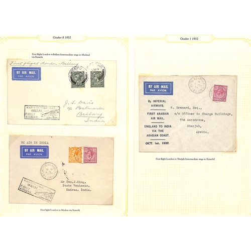 132 - 1923-51 First flight covers in an album including 1931 London to Juba signed by the pilot, 1932 firs... 