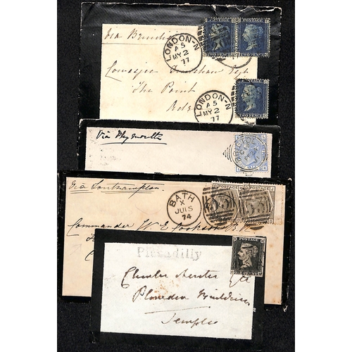 123 - 1841-84 Mourning covers with 1841 cover bearing a 1d black (three margins), covers from France with ... 