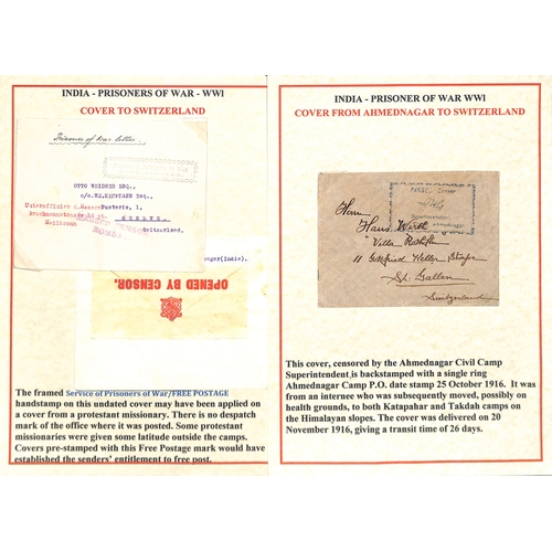 1051 - Ahmednagar Civil Camp. 1915-17 Postcard and cover to Germany both with the printed heading 