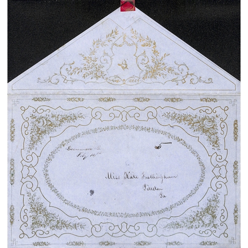 411 - USA. c.1840-60 Printed valentine envelopes (5) all printed in gold with decorative designs, four inc... 