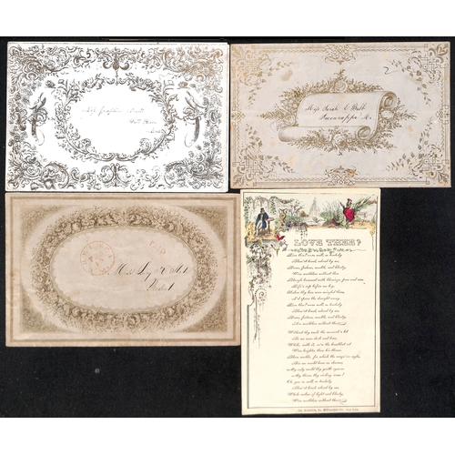 411 - USA. c.1840-60 Printed valentine envelopes (5) all printed in gold with decorative designs, four inc... 