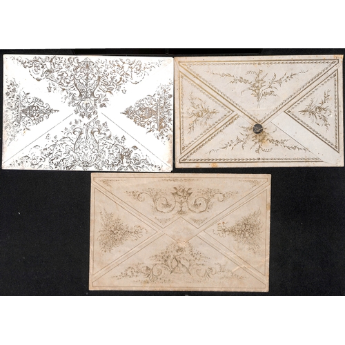 411 - USA. c.1840-60 Printed valentine envelopes (5) all printed in gold with decorative designs, four inc... 