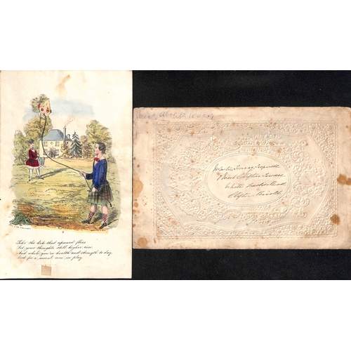 441 - 1859-69 Embossed valentine envelopes comprising 1869 envelope with the front and reverse embossed wi... 