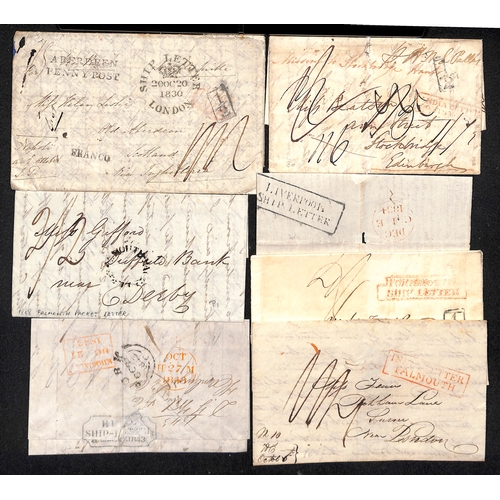 280 - 1808-45 Entire letters with Ship Letter handstamps including 