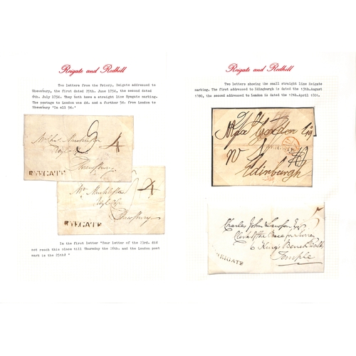 319 - 1761-1840 Entire letters and entires (34, also three fronts) all with Reigate handstamps, including ... 