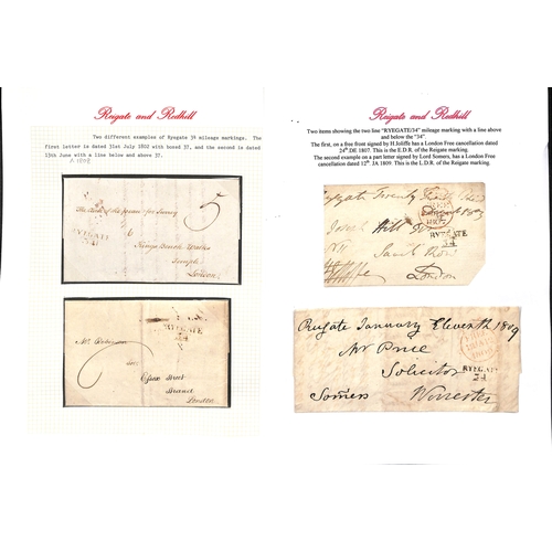 319 - 1761-1840 Entire letters and entires (34, also three fronts) all with Reigate handstamps, including ... 