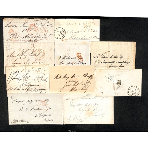 319 - 1761-1840 Entire letters and entires (34, also three fronts) all with Reigate handstamps, including ... 