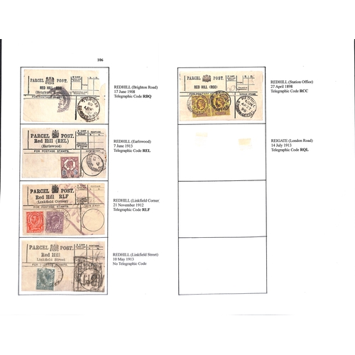 335 - Parcel Post Labels. 1893-1921 Parcel Post labels from Redhill G.P.O (14), town sub-offices (20) or v... 