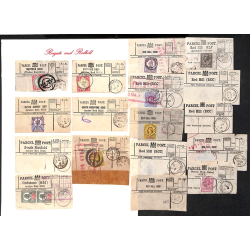 335 - Parcel Post Labels. 1893-1921 Parcel Post labels from Redhill G.P.O (14), town sub-offices (20) or v... 