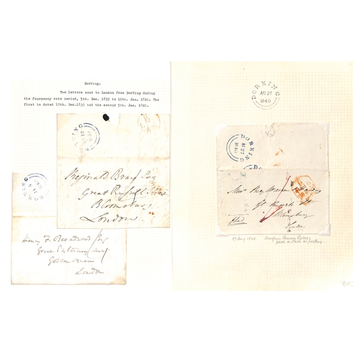 338 - 1748-1840 Entire letters, entires and covers with various Dorking handstamps including straight line... 