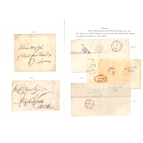 338 - 1748-1840 Entire letters, entires and covers with various Dorking handstamps including straight line... 