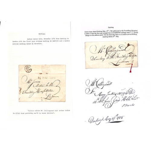 338 - 1748-1840 Entire letters, entires and covers with various Dorking handstamps including straight line... 