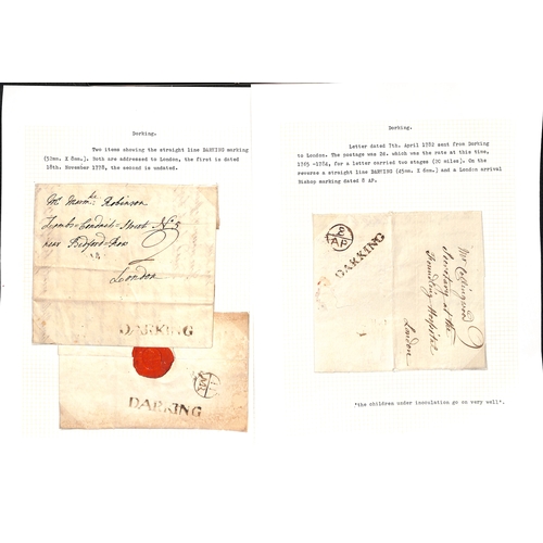 338 - 1748-1840 Entire letters, entires and covers with various Dorking handstamps including straight line... 