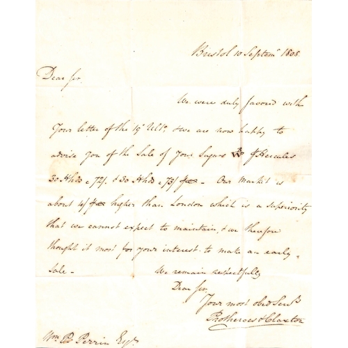 340 - Jamaica. 1795-1808 Entire letters to William Perrin all concerning his estates in Jamaica, one 1806 ... 